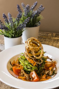 fish salad from the land, restaurant S'Escrivania, Porreres, Mallorca, balearic islands, spain, europe
