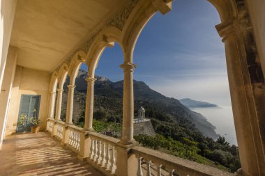 Casa Museo de Son Marroig, Terraza sobre el Mediterraneo, Valldemossa, Mallorca, Balear Adaları, İspanya, Avrupa