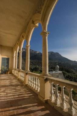 Casa Museo de Son Marroig, Terraza sobre el Mediterraneo, Valldemossa, Mallorca, Balear Adaları, İspanya, Avrupa