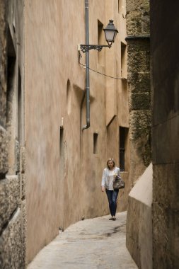 Carrer Estret de Sant Jaume, Callejon del centro historico, Palma, Mallorca, Balear Adaları, İspanya, Avrupa