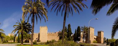 puerta de Mallorca - puerta de Sant Sebastia-, muralla ortaçağ, siglo XIV, Alcudia, Mallorca, islas baleares, İspanya