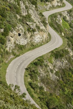 Carretera de Sant Pere de Rodes, Park Natural del Cabo de Creus, Girona, Catalunya, İspanya