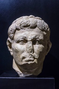 Cabeza del emperador Augusto, museo monografico de Conimbriga, ciudad del Conventus Scallabitanus, provincia romana de Lusitania, cerca de Condeixa-Nova,