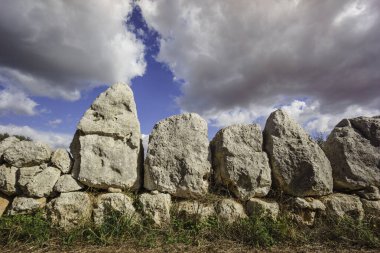 Muralla de Es Pou Celat, epoca talayotica (1300-123 A.C.), restos de un antiguo poblado fortificado, Porreres, Comarca de Es Pla, Mallorca, İspanya