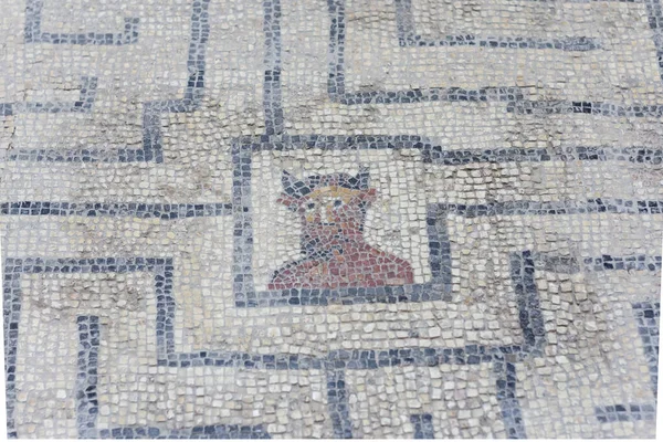 Mosaico Con Busto Policromado Minotauro Museo Monografico Conimbriga Ciudad Del — Stock fotografie