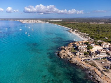 Ses Covetes plajı, Campos belediyesi, Mayorka, Balearic Adaları, İspanya