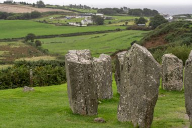 Drombeg Megalitik Çemberi, Druid Sunağı, Rosscarbery yaklaşık olarak M.Ö. 150, İrlanda, Birleşik Krallık 'tan.