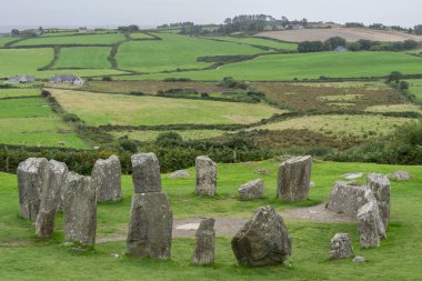 Drombeg Megalitik Çemberi, Druid Sunağı, Rosscarbery yaklaşık olarak M.Ö. 150, İrlanda, Birleşik Krallık 'tan.