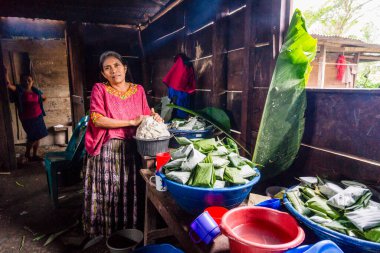 Kutlama için tamale hazırlıyorum, Lancetillo, La Parroquia, Reyna bölgesi, Quiche, Guatemala, Orta Amerika