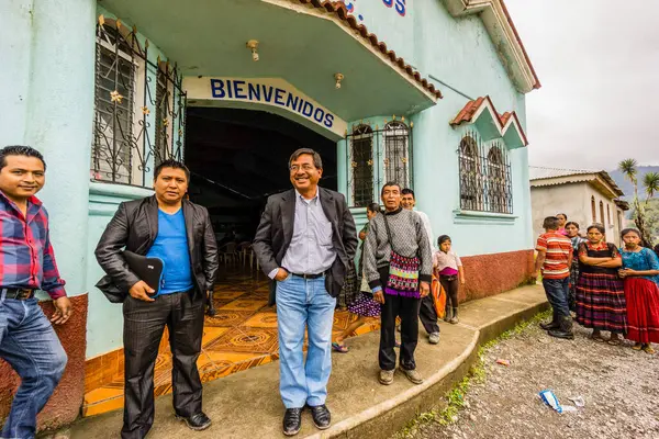 stock image Evangelical church, Lancetillo, La Parroquia, Reyna area, Quiche, Guatemala, Central America