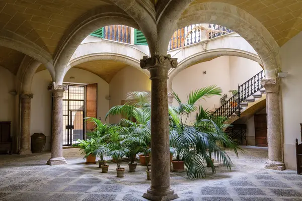 stock image Palace courtyard of San Pere i San Bernat hospital, Palma, Mallorca, Balearic Islands, Spain