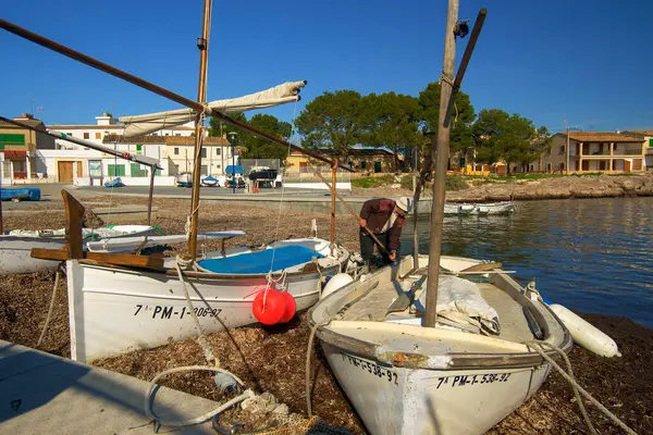 stock image public moorings, Estanyol marina, Llucmajor, Mallorca, Balearic Islands, Spain