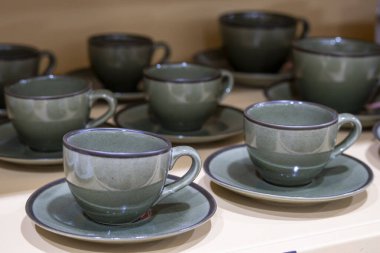 Gri yeşil kahve fincanları, Mallorca, Balear Adaları, İspanya
