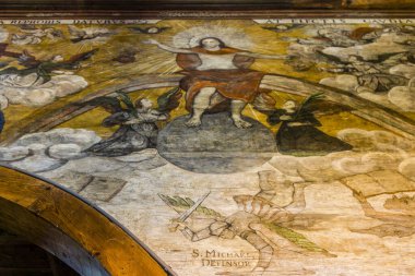 16. ve 17. yüzyılın tarihi duvar resimleri, Başmelek Aziz Michael Kilisesi, 15.-16. yüzyıl, tamamen ahşap, Binarowa, Maloposka, Karpatlar, Polonya