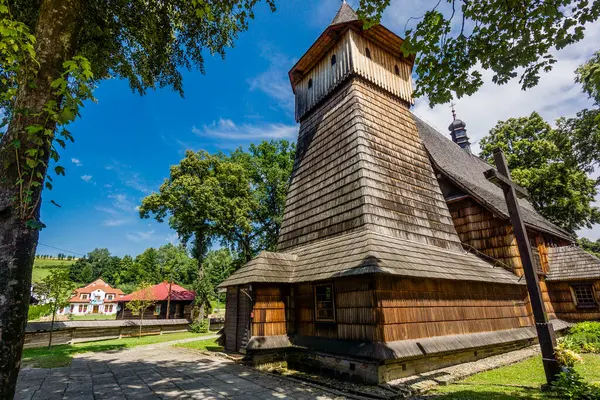 stock image Church of the Archangel Saint Michael, 15th-16th century built entirely with wood, Binarowa, Carpathians,  Poland, europe