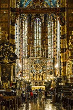 Aziz Meryem Bazilikası Kutsal Bakire Meryem 'in Hükmü Kilisesi Gotik stil, Krakow, Polonya, Doğu Avrupa