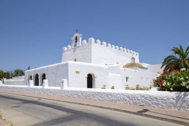 15. yüzyıldan Sant Jordi Kilisesi, Sant Jordi de ses Salines, İbiza, Balearic Adaları, İspanya