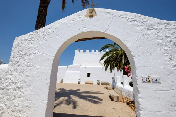 stock image Church of Sant Jordi, originating from the 15th century, Sant Jordi de Ses Salines, Ibiza, Balearic Islands, Spain