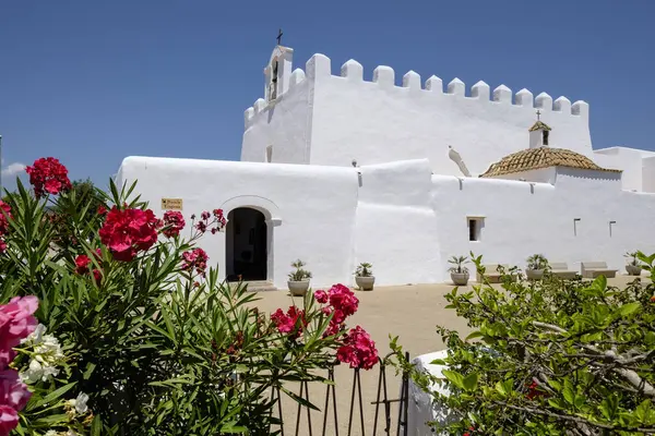 stock image Church of Sant Jordi, originating from the 15th century, Sant Jordi de Ses Salines, Ibiza, Balearic Islands, Spain