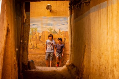 Shaded alley in Ksar of Tamegroute, Draa Valley, Morocco, Africa clipart