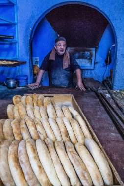 Esnaf ekmeği, Medine 'de panaderia, Şef Chauen, Fas, Kuzey Afrika, Afrika kıtası.