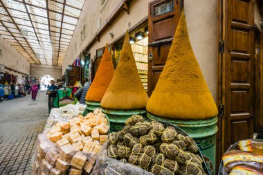 Baharatlar, Marakeş çarşısı, Marruecos, Afrika 'nın kuzeyi, Afrika kıtası.