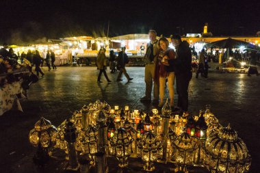 Sokak restoranları, Plaza Jamaa el Fna, Marakeş, Fas, Afrika 'nın kuzeyi, Afrika kıtası.