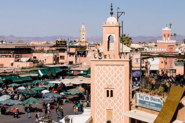 Sokak restoranları, Plaza Jamaa el Fna, Marakeş, Fas, Afrika 'nın kuzeyi, Afrika kıtası.