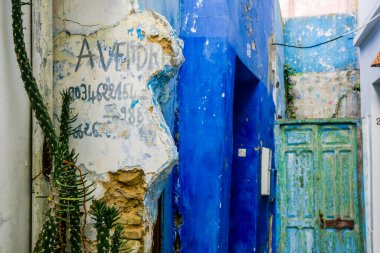 Duvar resmi, Assilah medina, Fas, Afrika 'nın kuzeyi, Afrika kıtası