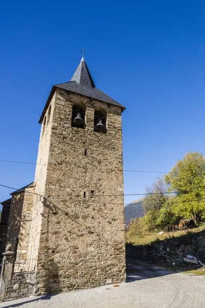 stock image romanesque church of Sant Esteve de Montcorbau, 12th and 13th centuries,  Montcorbau, Aran valley, Pyrenees mountain range, Spain, europe