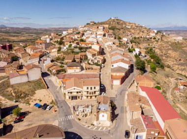 Ausejo köyünün hava manzarası, La Rioja, İspanya, Avrupa