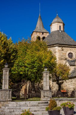 Gothic-style bell tower, around the 14th century, Romanesque church of Sant Felix de Vilac, 12th century,  , Vilac , municipality of Vielha e Mijaran , Aran Valley, Spain