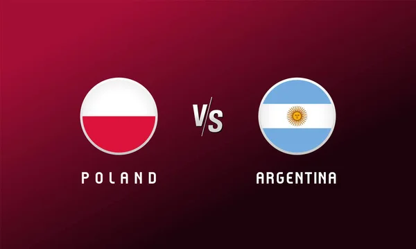 Polen Argentina Flagga Runda Emblem Fotboll Täcka Bakgrund Med Polska — Stock vektor