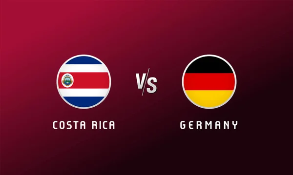 Эмблема Коста Рики Против Флага Германии Футбольный Фон Логотипом Коста — стоковый вектор