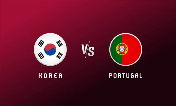 Bandeira Coreia Portugal Emblema Redondo Futebol Cobre Fundo Com Logotipo — Vetor de Stock
