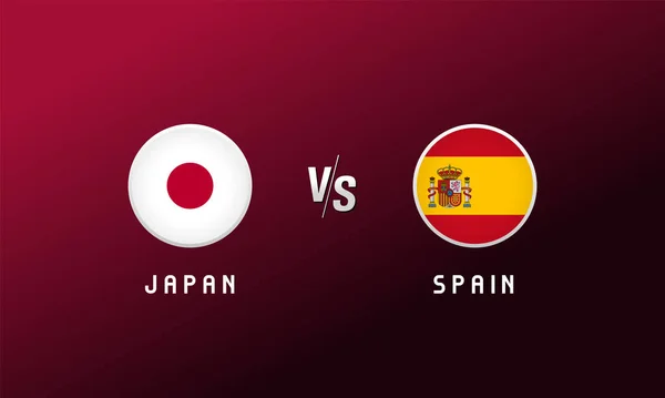 Jepang Spanyol Bendera Bulat Lambang Latar Belakang Penutup Sepak Bola - Stok Vektor