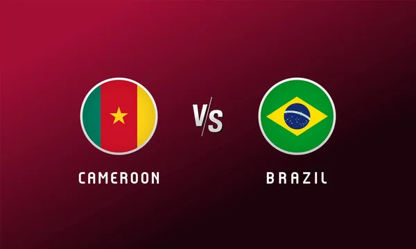 Drapeau Cameroun Brésil Emblème Rond Fond Couverture Football Avec Logo — Image vectorielle