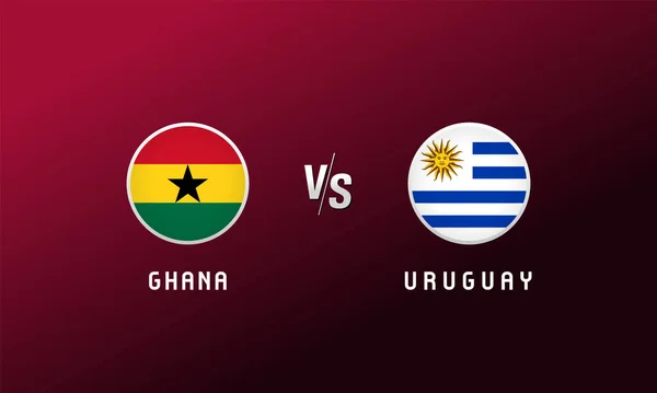 Гана Против Уругвая Флаг Вокруг Эмблемы Футбольный Фон Логотипом Ганы — стоковый вектор