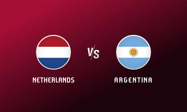 Holandia Kontra Argentyńskie Godło Flagi Tło Okładki Piłki Nożnej Holenderskim — Wektor stockowy