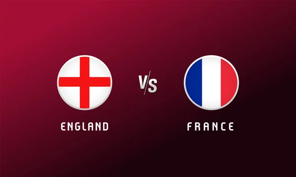 England Mot Frankrike Flagga Runda Emblem Fotboll Bakgrund Med Engelska — Stock vektor