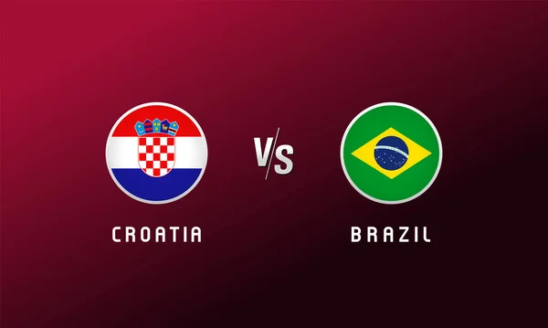 Pavillon Rond Croatie Brésil Fond Football Avec Drapeau National Croate — Image vectorielle