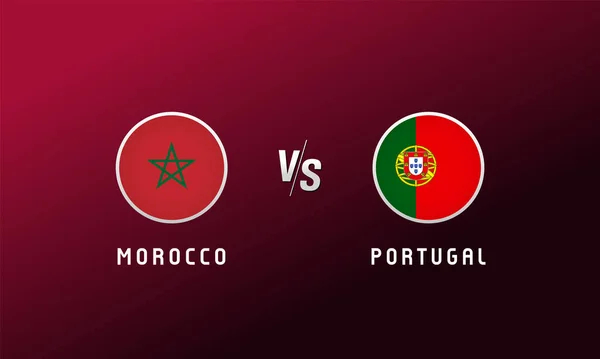 Marrocos Portugal Bandeira Redonda Emblema Fundo Futebol Com Logotipo Das — Vetor de Stock
