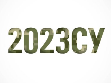 2023 Ukrayna Silahlı Kuvvetleri, doku pikseli kamuflajlı. Zeytin renginde kusursuz askeri desenli Ukrayna logosu. Tişört ya da giysi için ordu tasarımı. Vektör illüstrasyonu