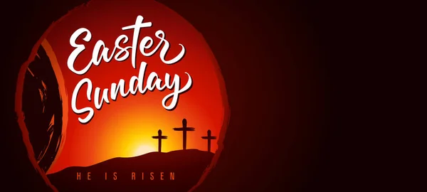 Baner Kaligraficzny Niedzieli Wielkanocnej Grób Krzyż Kalwarii Chrystus Nasz Pascha — Wektor stockowy