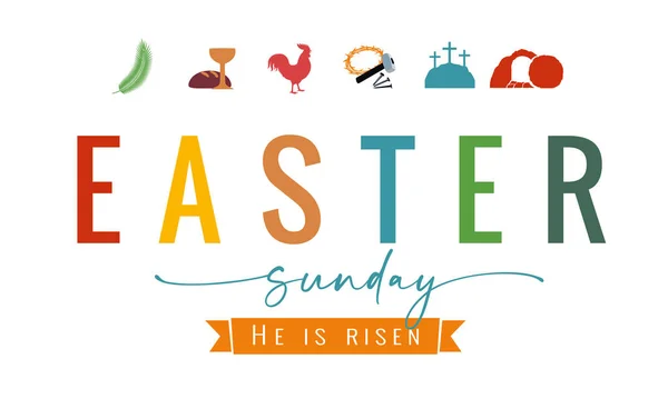 Великоднього Недільного Творчого Друку Вітальний Горизонтальний Дизайн Символами Святий Тиждень — стоковий вектор