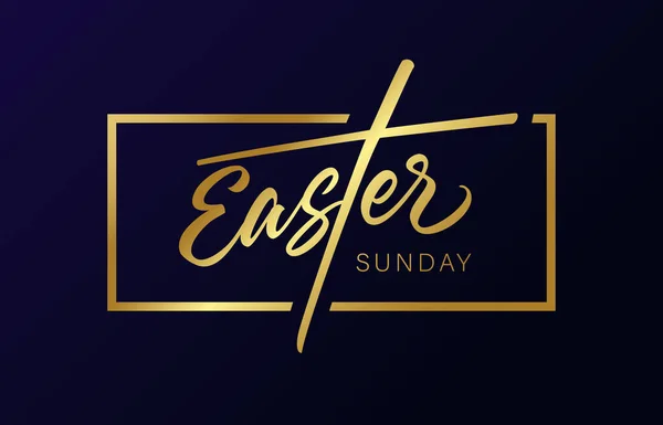 Niedziela Wielkanocna Złota Kaligrafia Ramce Elegancki Napis Kartce Wielkanocnej Lub — Wektor stockowy