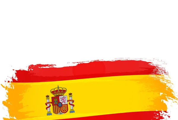 スペインの国旗の背景 スペインの国旗は 10月12日のスペイン建国記念日の愛国的なコンセプトである 質感のあるブラシストロークで作られました ベクターイラスト — ストックベクタ