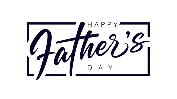 Joyeux Fathers Day Calligraphie Noire Dans Cadre Logo Typographique Vectoriel — Image vectorielle