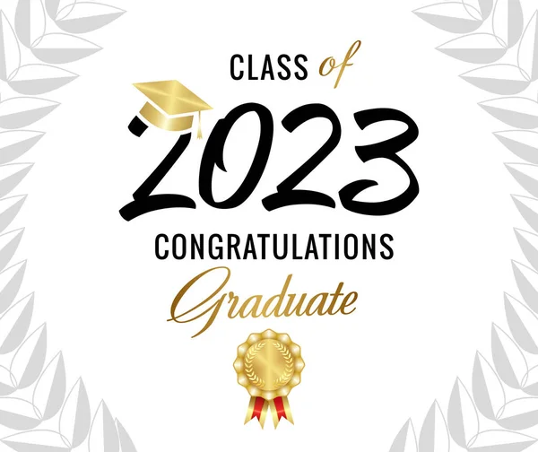 2023 Mezuniyet Pankartı Tasarımı Sınıfı Sertifika Veya Diploma Şablonu Yazısı — Stok Vektör