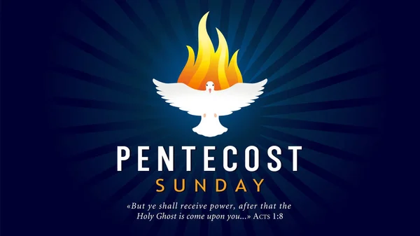 Domingo Pentecostés Paloma Espíritu Santo Llamas Pero Recibiréis Poder Después — Vector de stock